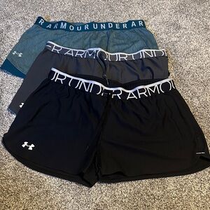 Under Armour Trio of Black, Gray, and Blue Shorts
